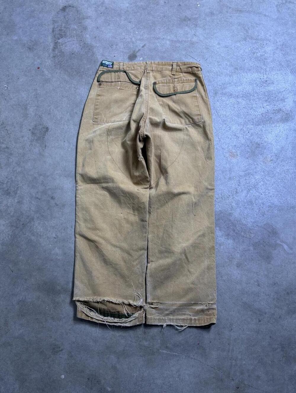 Vintage Saftbak Duck Canvas Hunting Pants Distressed Tan